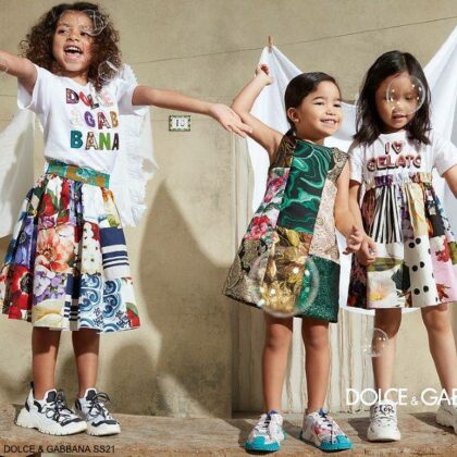 Dolce Gabbana Girls Mini Me Multi-Color Patchwork Party Dress