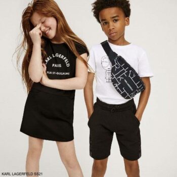 Karl Lagerfeld Girls Black Rue St Guillaume Logo Dress Boys White Karl Iconik Bad Cat T-Shirt