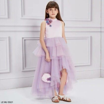 Le Mu Girls Pink Blue Tulle Sequin Flower Long Party Dress