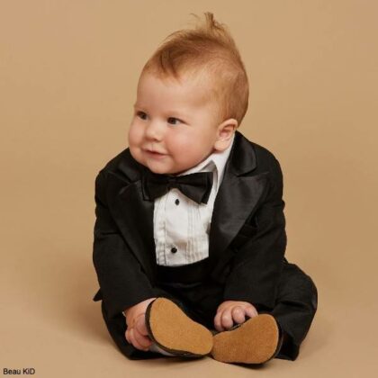 Beau kid Baby Boys 5 Piece Black Tuxedo Special Occasion Suit