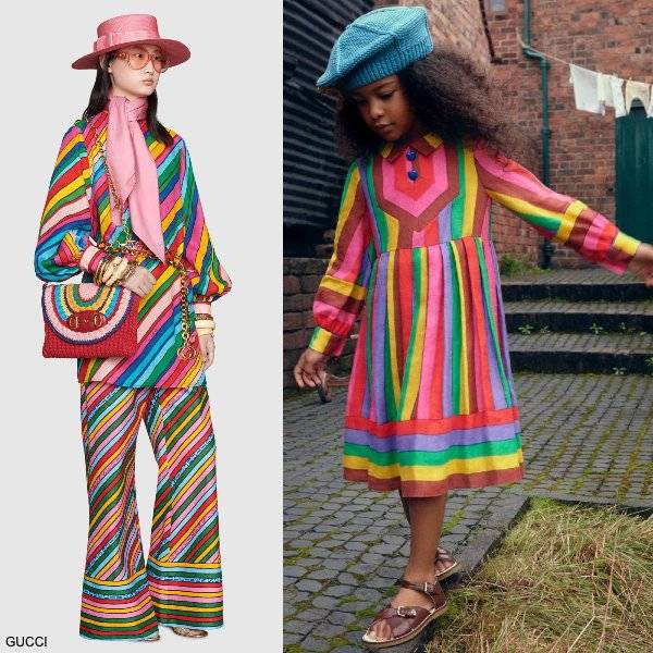 Gucci Girls Mini Me Multi-Color Stripe Linen Ken Scott Epilogue Party Dress