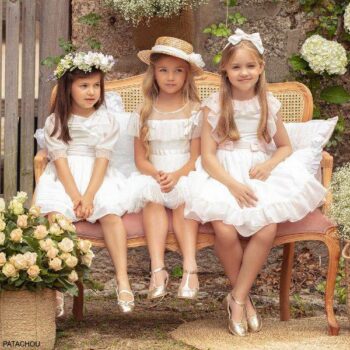 Patachou Girls Ivory Pink Chiffon Flower Girl Special Occasion Dress
