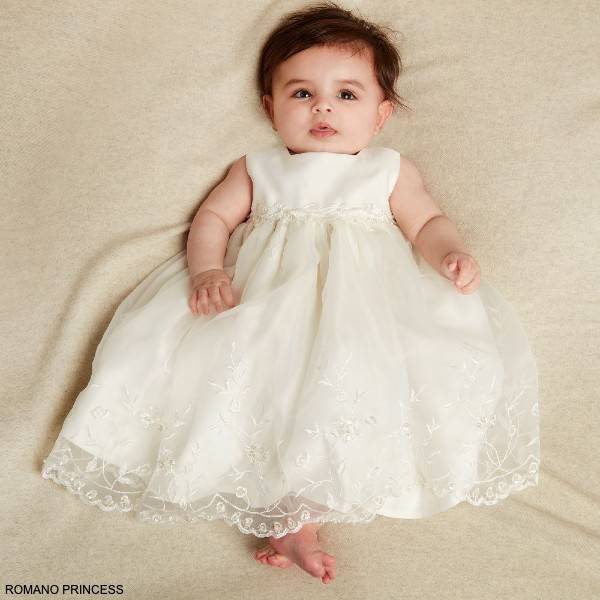 Romano Baby Girls Ivory embroidered Organza Special Occasion Dress Jacket