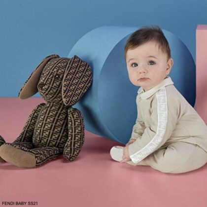 Fendi Baby Beige FF Logo Long Sleeve Babygrow Gift Set