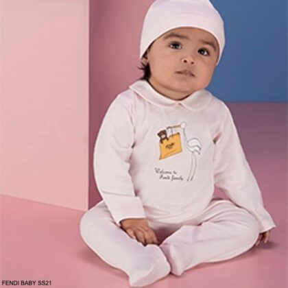 Fendi Baby Girl Pink Welcome to the Fendi Family Stork Gift Set