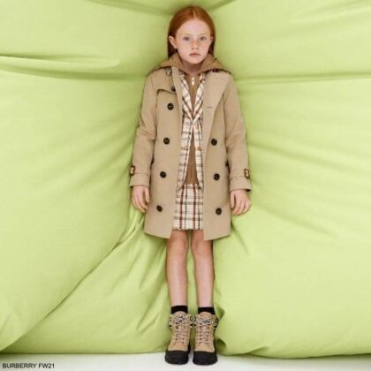 Burberry Kids Girls Beige Brown Black Check Wool Blazer Jacket Skirt