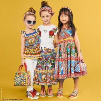 Dolce Gabbana Girls Mini Me Yellow Red Blue Carretto Sleeveless Blouse Long Skirt