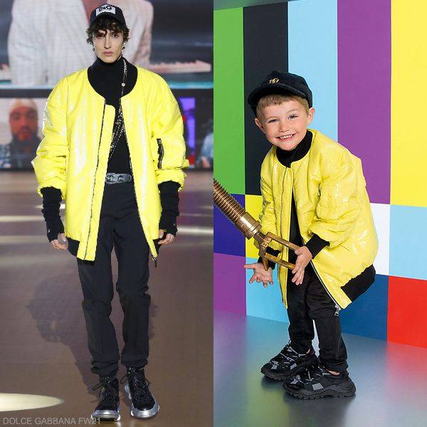 Dolce Gabbana Kids Boys Mini Me Yellow Patent Leather Bomber Jacket