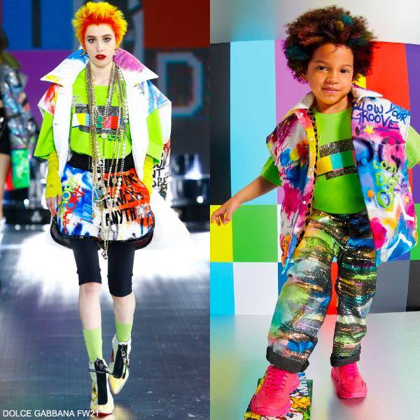 Dolce & Gabbana Kids Mini Me Colorful Graffiti Jacket Digital T-Shirt
