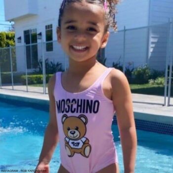 Dream Kardashian Moschino Kids Girls Pink Teddy Bear Toy Logo Swimsuit