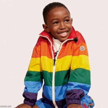 Moncler Enfant Kids Boys Rainbow Reversible Red Water Resistant Jacket