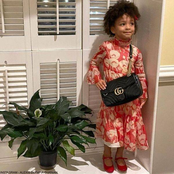 Serena Williams Daughter Olympia Gucci Girls Silk Red Poppy Party Dress.