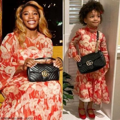 Serena Williams Daughter Olympia GuccI Girls Mini Me Silk Red Poppy Dress