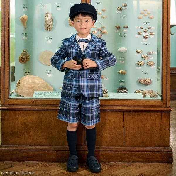 Beatrice George Boys Classic Blue Tartan Check Jacket Shorts Special Occasion Suit