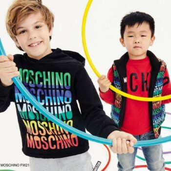 Moschino Kids Boys Black Rainbow Color Logo Hoodie Sweatshirt