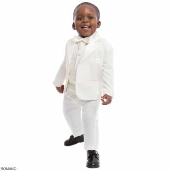 Romano Vianni Boys Ivory White 5 Piece Special Occasion Tuxedo Suit