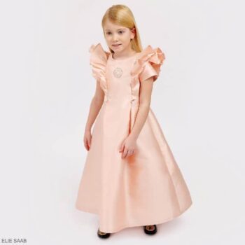 Elie Saab Kids Girls Pale Pink Silk Taffeta Full Length Special Occasion Dress