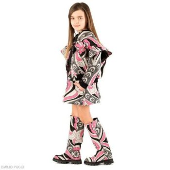 Emilio Pucci Kids Girls Mini Me Pink Black Amelie Geometric Print Bomber Jacket Shorts