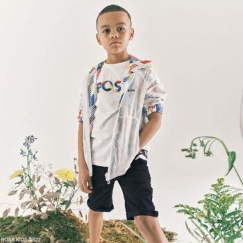 BOSS Kidswear Navy Logo Slim Fit Polo Shirt 