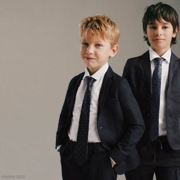 Emporio Armani Boys Emporio Armani Kids Boys Navy Blue Linen Suit