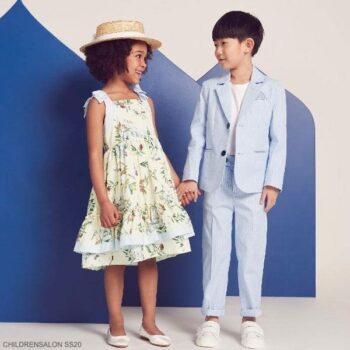 Childrensalon Boys Special Occasion Blue Stripe Linen Formal Suit