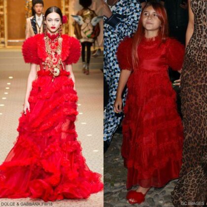 Penelope Disick Dolce Gabbana Girls Mini Me Red Organza Silk Runway Party Dress