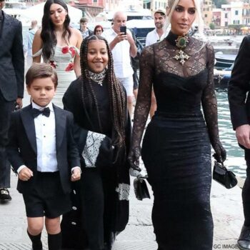 Reign Disick Ring Bearer Kourtney Kardashian Wedding Dolce Gabbana Black Short Tuxedo Suit
