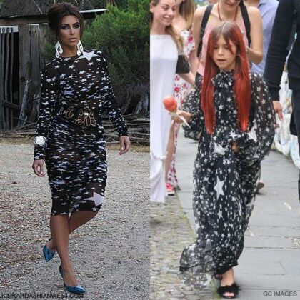 Penelope Disick Kim Kardashian Dolce Gabbana Girls Mini Me Black White Star Organza Silk Runway Party Dress