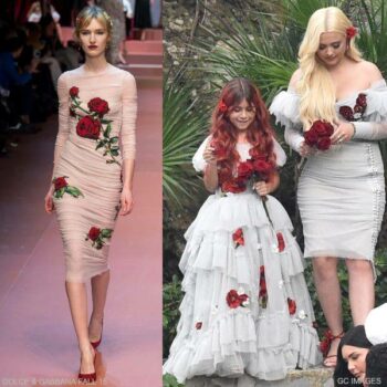 Penelope Disick Kourtney Kardashian Wedding Flower Girl Dolce Gabbana White Rose Organza Silk Runway Special Occasion Dress