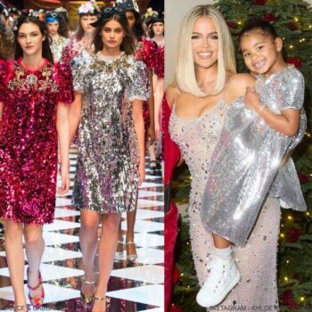 True Thompson Khloe Kardashian Dolce Gabbana Girls Silver Sequin Doll Runway Dress