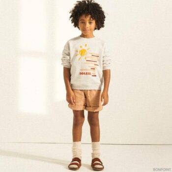 Bonpoint Kids Boys Beige Yellow Soleil Sun Sweatshirt Brown Bermuda Shorts