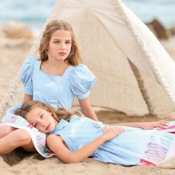 Lapin House Girls Light Blue Beach Cabana Summer Party Dress