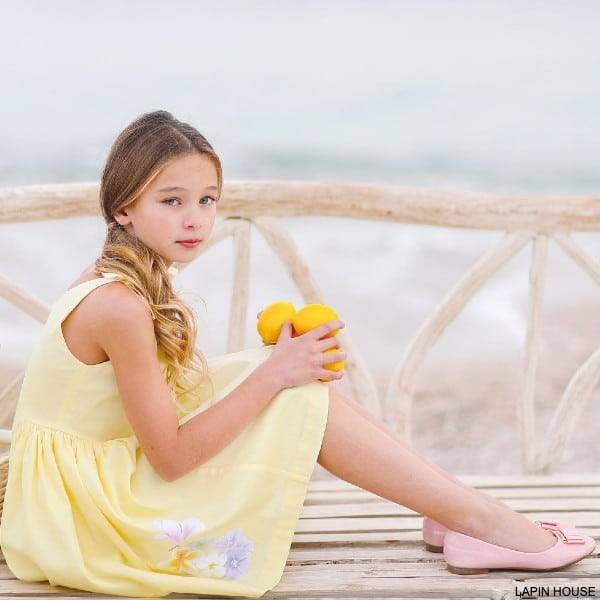 Lapin House Girls Yellow Floral Sleeveless Summer Party Dress