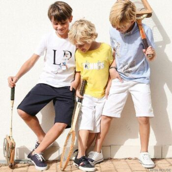 Lapin House Kids Boys Blue Vintage Tennis Polo Shirt White Bermuda Shorts