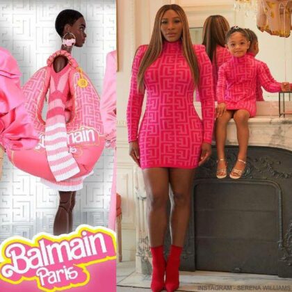 Serena Williams Daughter Olympia Balmain Paris Barbie Girls Pink Mini Me Logo Dress