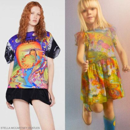 Stella McCartney Kids Girls Mini Me Beatles Colorful Get Back Silk Party Dress