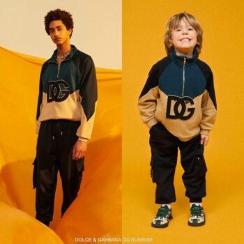 Dolce Gabbana Kids Boys Mini Me Beige DG Sunrise Zip-Up Sweatshirt