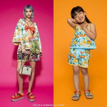 Dolce Gabbana Kids Girls Mini Me Capri Blue Citrus Summer Top Shorts Outfit