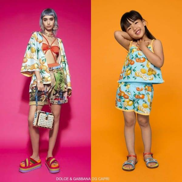 Dolce Gabbana Kids Girls Mini Me Capri Blue Citrus Summer Top Shorts Outfit