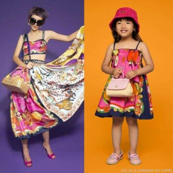 Dolce Gabbana Kids Girls Mini Me Capri Pink Citrus Fruit Summer Dress