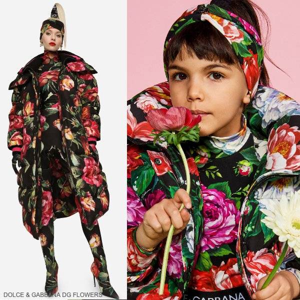 Dolce Gabbana Kids Girls Mini Me Flowers Colorful Gerbera Daisy Puffer Coat
