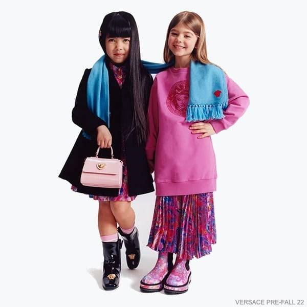 Young Versace Child Girls Pink Kaleidoscopic Barocco Dress Hoodie Sweatshirt