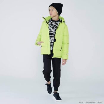 Karl Lagerfeld Kids Boys Black White Logo Sweatshirt Yellow Down Jacket