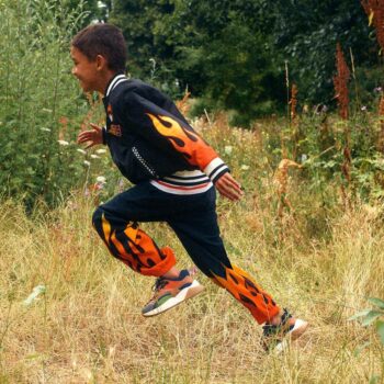 Stella McCartney Kids Boys Black Flame Bomber Jacket Jogger Pants