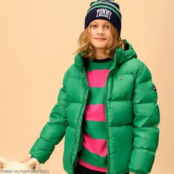 Tommy Hilfiger Kids Boys Bright Green Down Puffer Jacket