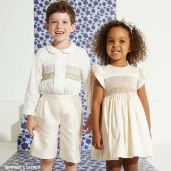 Beatrice George Boys Childrensalon 70th Anniversary Ivory Smocked Rene Buster Short Suit
