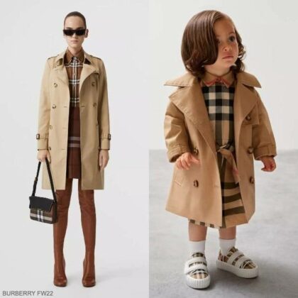 Burberry Baby Girl Mini Me Beige Check Dress Trench Coat