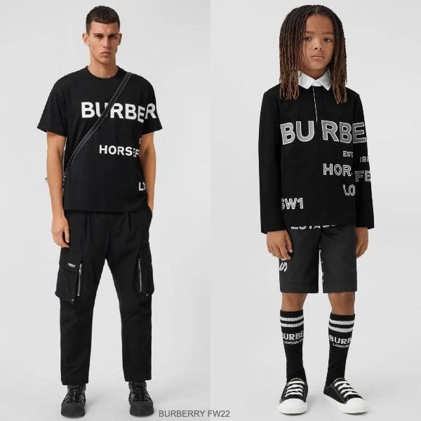Burberry Kids Boys Mini Me Black Polo Horseferry Logo Rugby Shirt