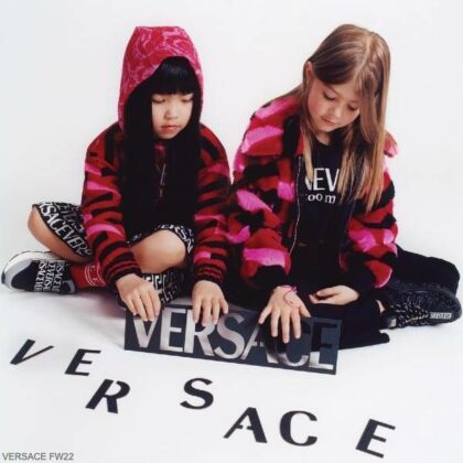 Young Versace Girls Mini Me Pink Never Too Much Sweatshirt Hoodie