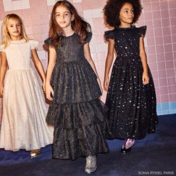 Sonia Rykiel Paris Girls Black Sparkly Silver Tulle Formal Party Dress